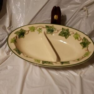 Elegant Ivy Leaf Divided Serving Dish Vintage Oven Safe